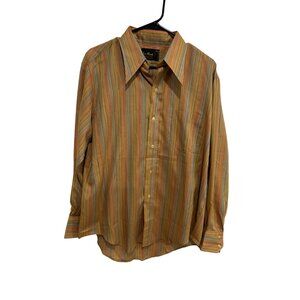 Le Mans Mens Long Sleeve Striped Shirt Button Up Multicolor Size Large